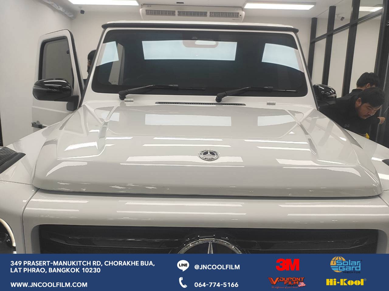 Installation of 3M Ceramic Absolute Window Tint for the Mercedes-Benz G-Wagon G450d, providing all-around heat protection including the sunroof - photo 1