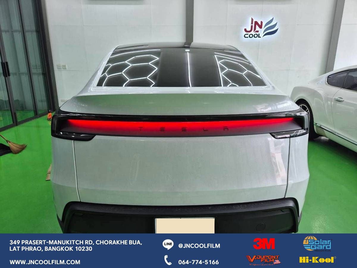 Completed the installation of heat-rejecting window tint on the Tesla Model Y, covering the entire vehicle and the glass roof - photo 3
