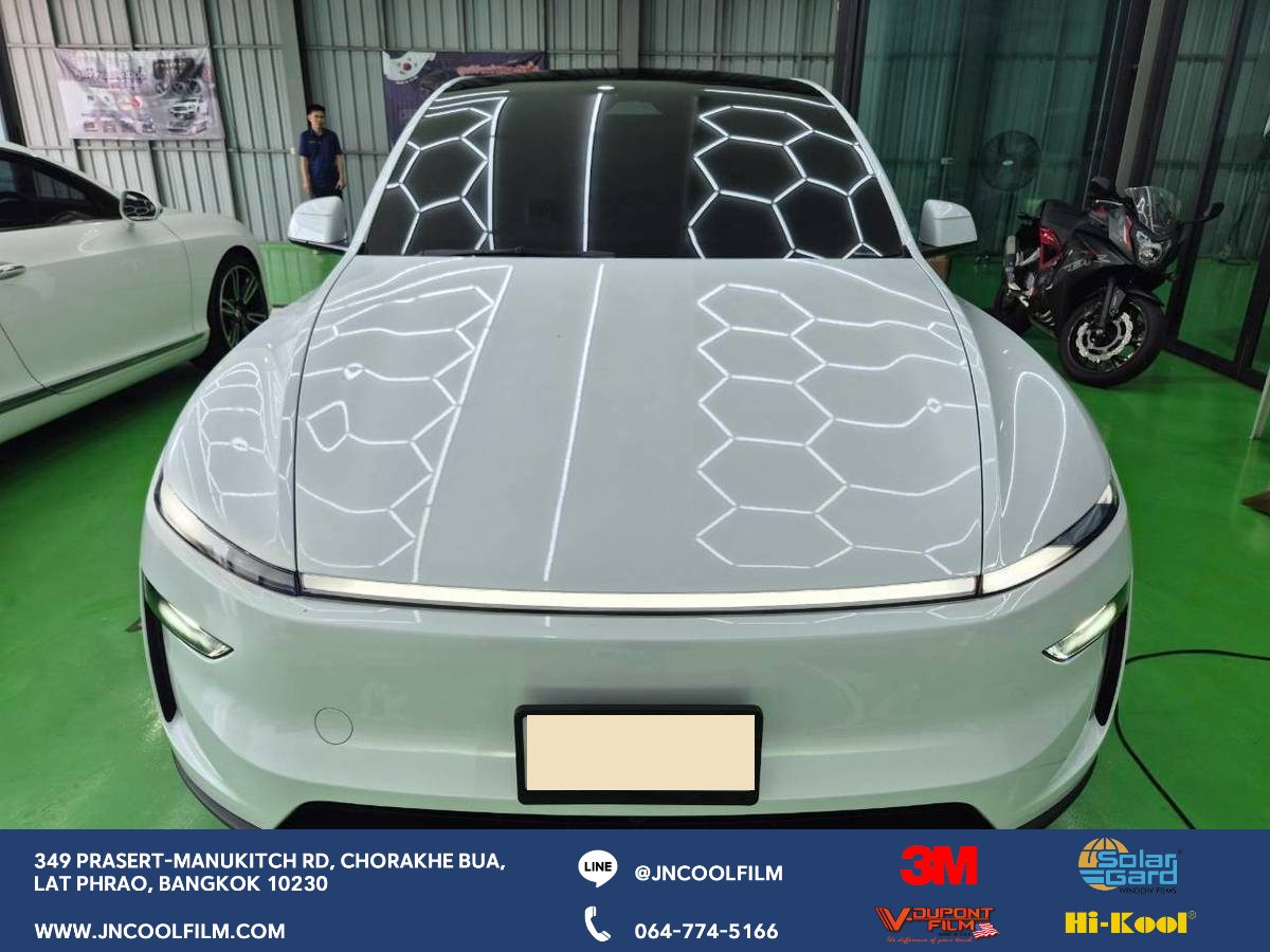 Completed the installation of heat-rejecting window tint on the Tesla Model Y, covering the entire vehicle and the glass roof - photo 4